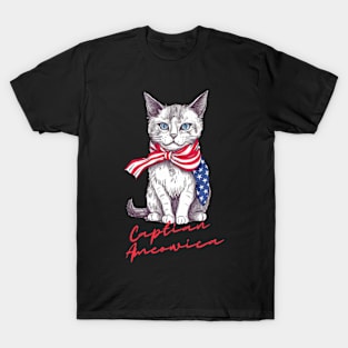 Patriotic Cat, 4th of July Design T-Shirt